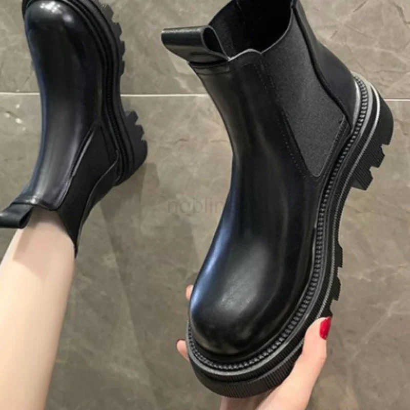 Winter New Wen Boots Autumn Fion Platform Boots Wen Slip-on Fur Short Chunky H Punk Gothic Warm Ankle Boots Z250304