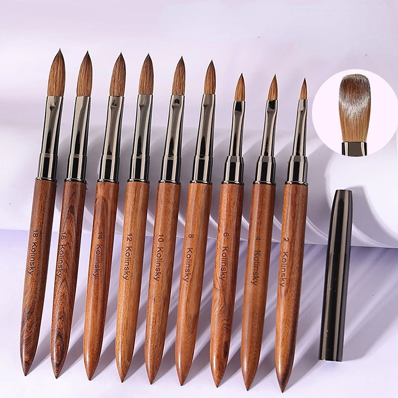 100% pure Kolinsky hair acrylic nail brush sandalwood handle nail brush used for acrylic applications and acrylic power professional 250304