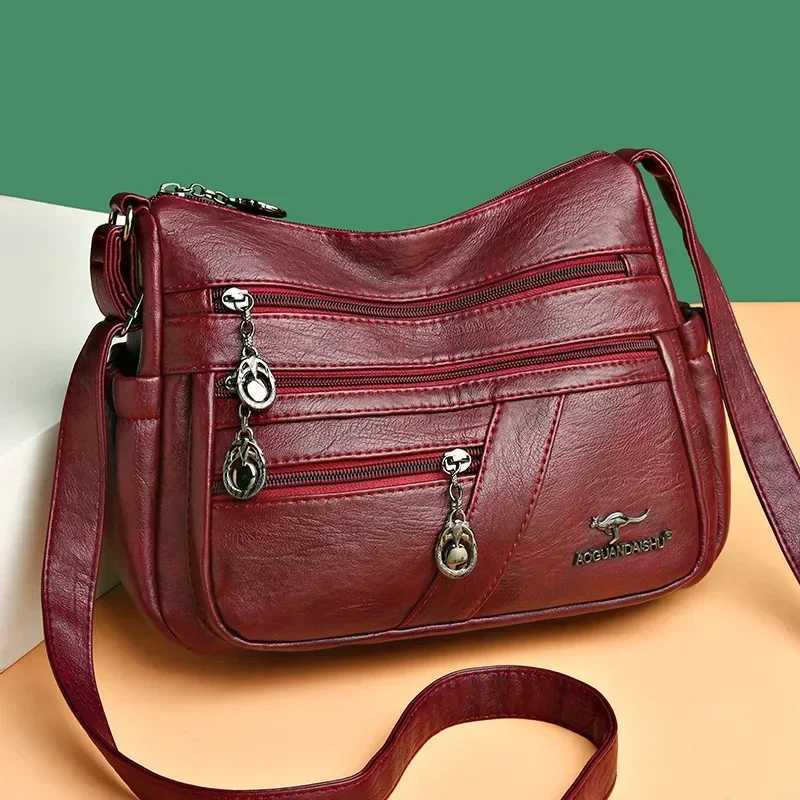 Womens bag new soft PU for middle-aged and elderly simple and fashionable single shoulder cross shaped mothers designer bag luxurious design Z250303