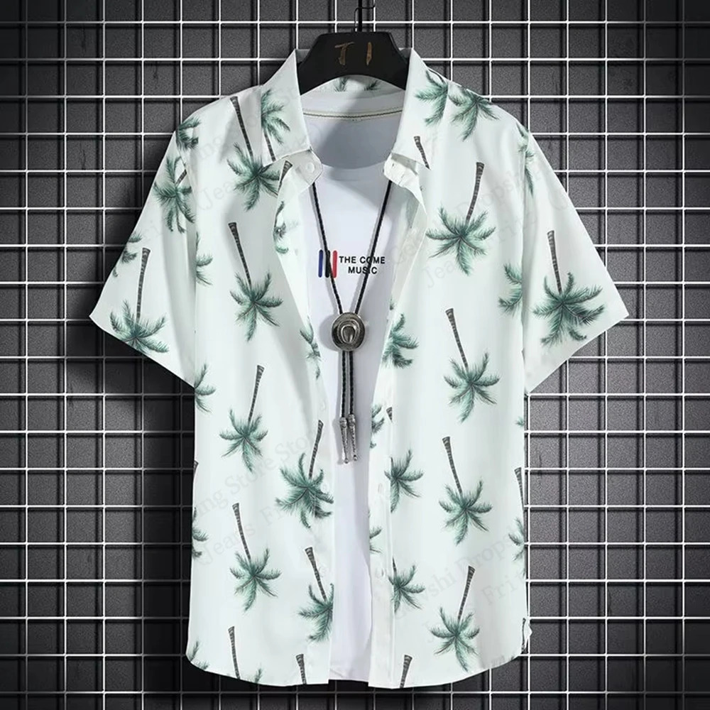 Hawaiian Shirts Palm Tree 3d Print Shirt Mens Womens Shirt Casual Vocation Lapel Shirt Summer Beach Camisa Trip Blouse Floral 250227