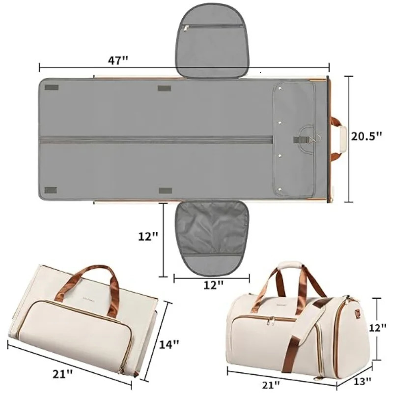 fashion travel suit bag convertible clothing bag wear-resistant folding storage hanging bag can be crossbody backpack 250303