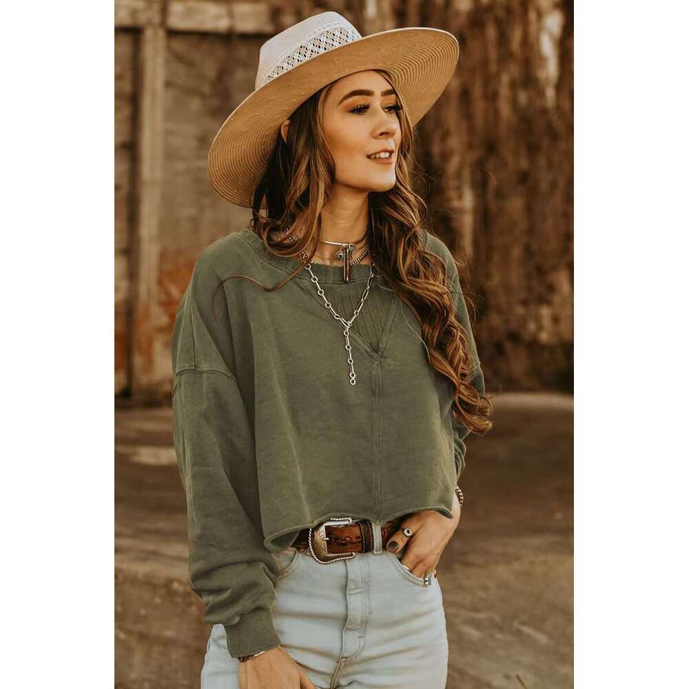 High Quality Women Cropped Hoodies Sweatshirts Fashion Drop Shoulder Cheap Crop Jumper Hoodie Pullover