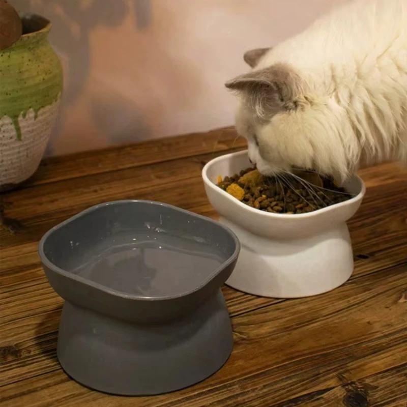 1pc Plastic High Footed Slanted Bowl for Pets, Water and Food Feeders, Suitable for Cats and Dogs