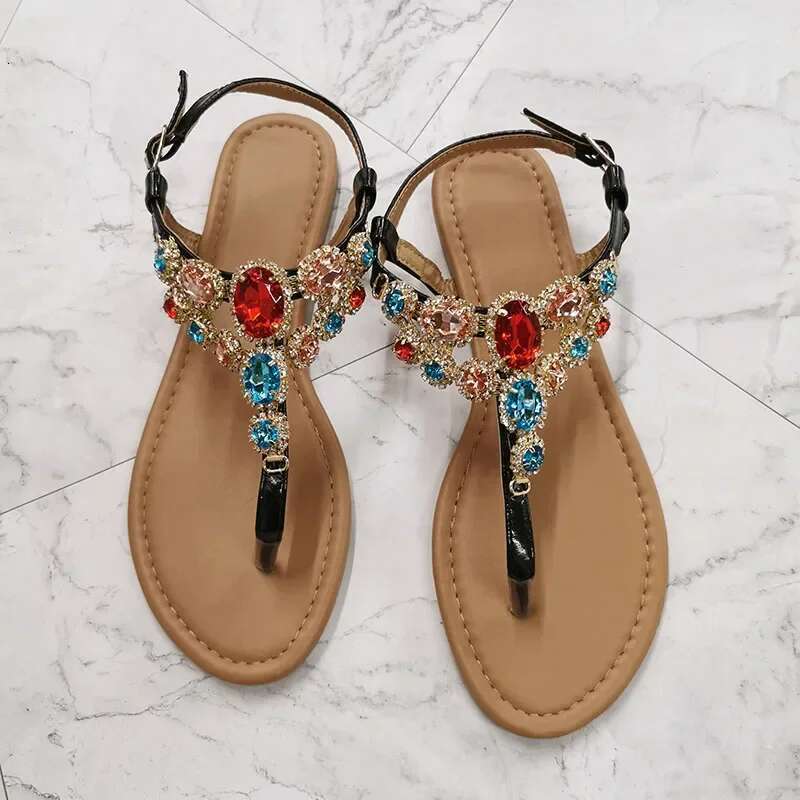 Summer Fashion 2025 Women Sandals Rhie Decoration Simple and Comfortable Casual Buckle Woman Shoes Sandalias De Mujer