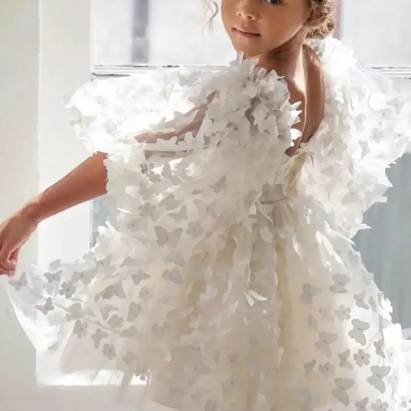 Fashion Baby Girl Princess Butterfly Tutu Dress Puff Sleeve Child Tulle Pageant Party Birthday Clothes 112Y 250303