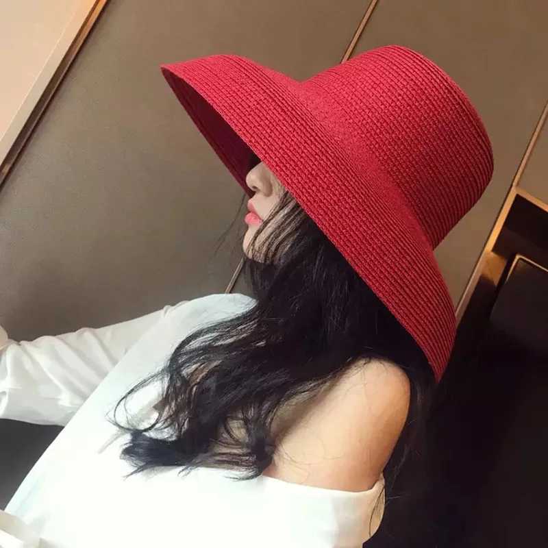 MAXSITI U Summer Hepburn Style Retro Design Str Hat Womens Solid Color Beach Holiday Big Sun CXJ250304