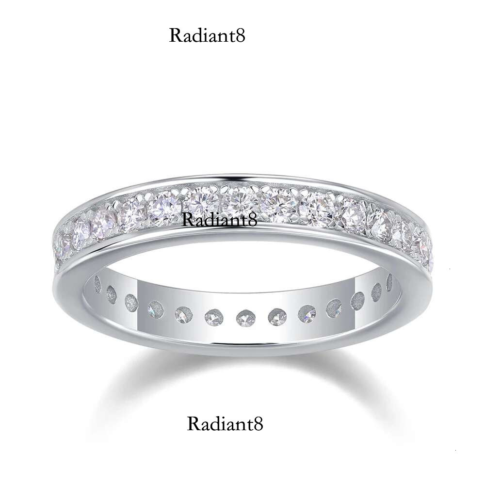 KNOBSPIN D VVS1 All Moissanite Ring S Sier Plated White Gold Fine Eternity Bands Engagement Wedding Rings for Women Man