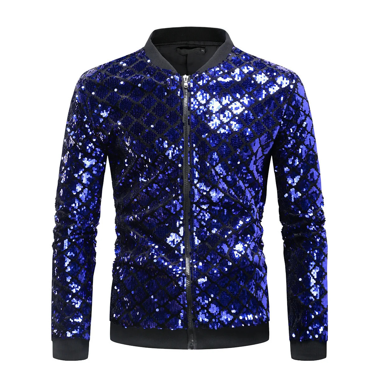 Wxw4122 Spring and Autumn Plain Embroidered Jacket Mens Shiny Black Blue Green Street Clothing Hip Hop Outcoat 250304