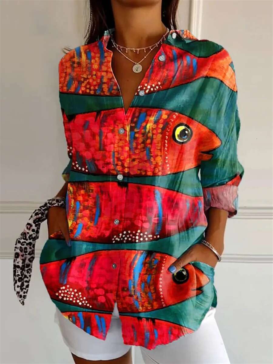 2024 And Tops Elegant Ral Shirt Octopus 3D Printing High Quality Long Sleeve Fashion Plus Size Women's Shirts