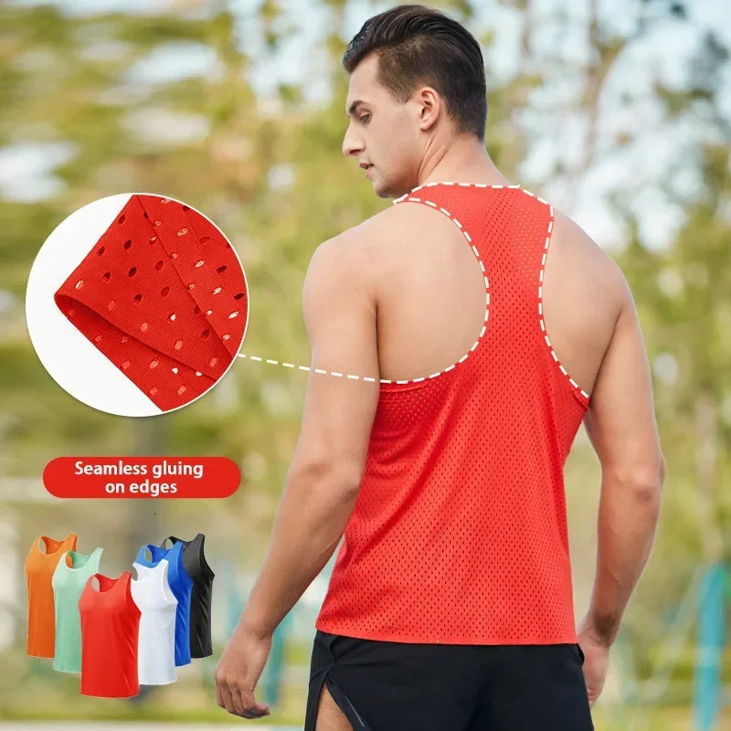 Athletics Tank Tops Summer Marathon Long Distance Running Quick Dry Vest Men Breathable Mesh Sports Trail Running Training Male 250304