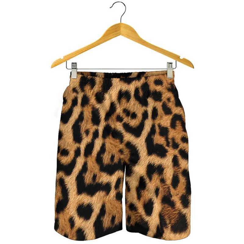Streetwear Hip Hop Style Shorts For Men 3D Printing Unique Leopard Short Pants Animal Skin Pattern Summer Harajuku Board ShortsT250304