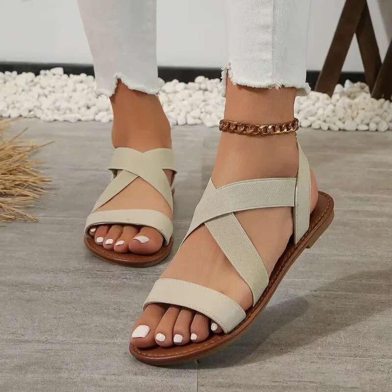 new flat Summer Roman sandals with non-slip rubber sole fashion women's shoes