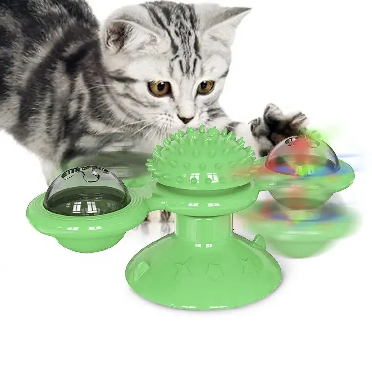 Update 2025 New Popular Windmill Spinning Toy Wheel Teasing Scratching And Brushing Hair Tool Cat Brush Pet Interactive Supplies Wholesale Free Shippi