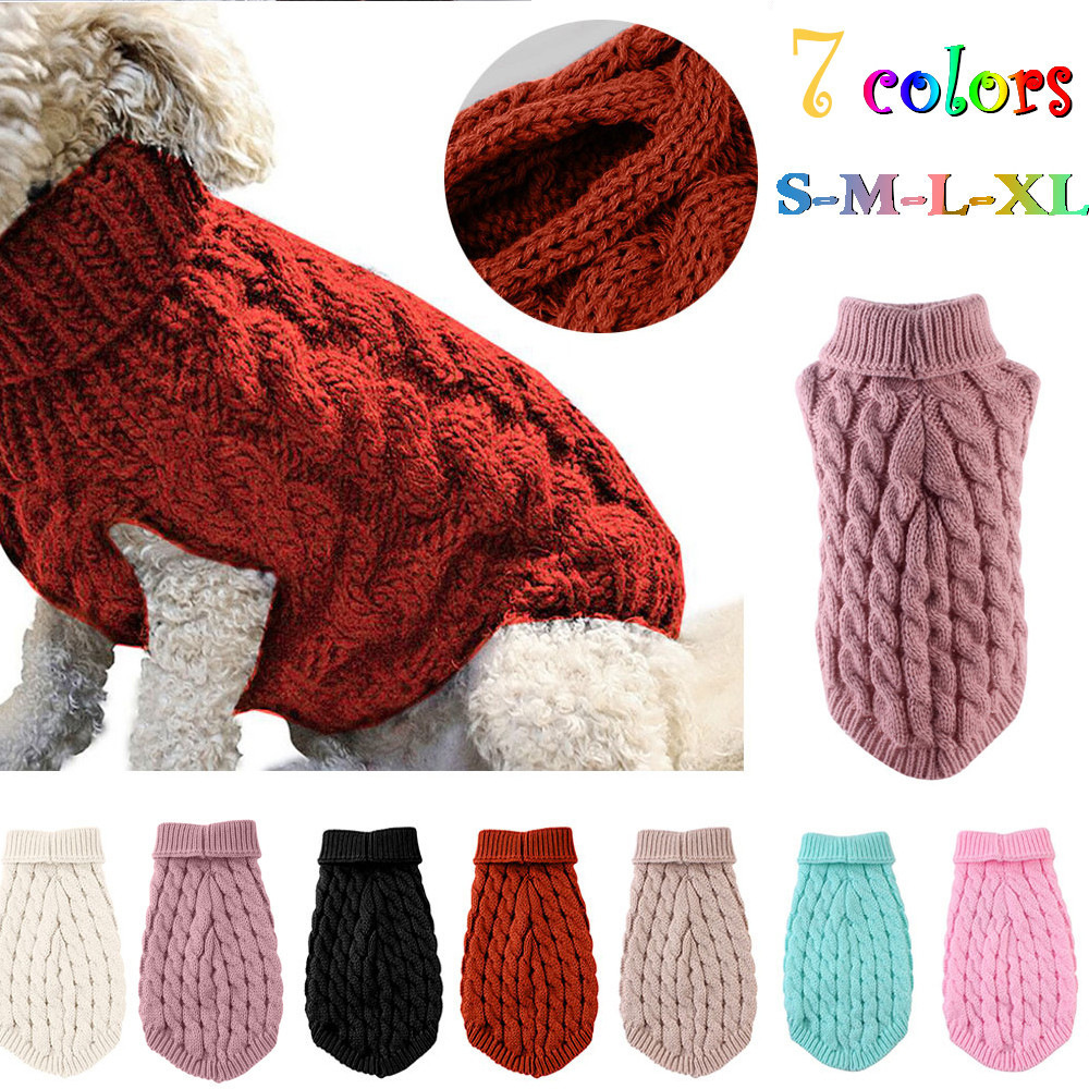 Winter Warm Knit Dog Sweater for Small Dogs & Cats - Cable Knit Puppy Pullover, Cozy Pet Clothing for Chihuahua Yorkie Teddy in Cold Weather