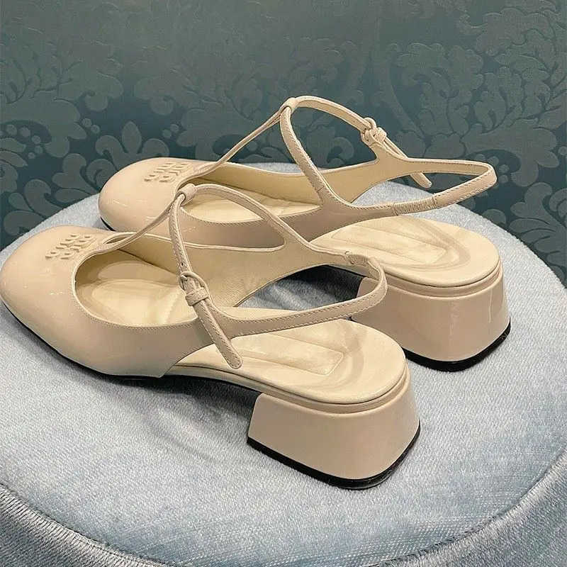 Blue Sandals for Wan Summer 2024 Wens Shoes with Medium H Footwear Leather Square Cfort Trend Vip S Casual F Z250326