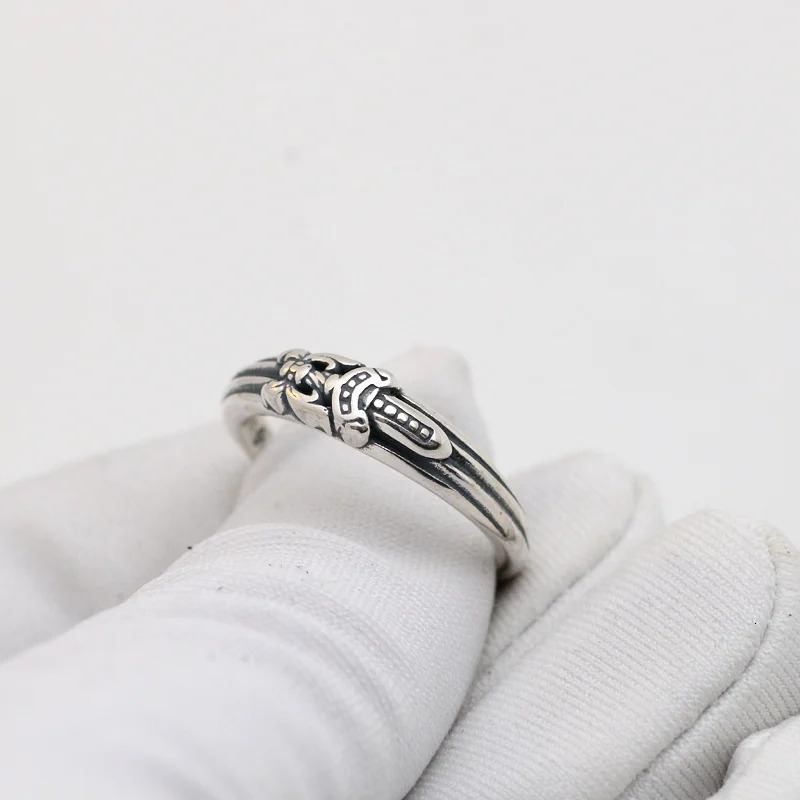 European and american hip hop style jewelry s925 sterling silver holy sword ring tail ring punk trendy men and women 250227