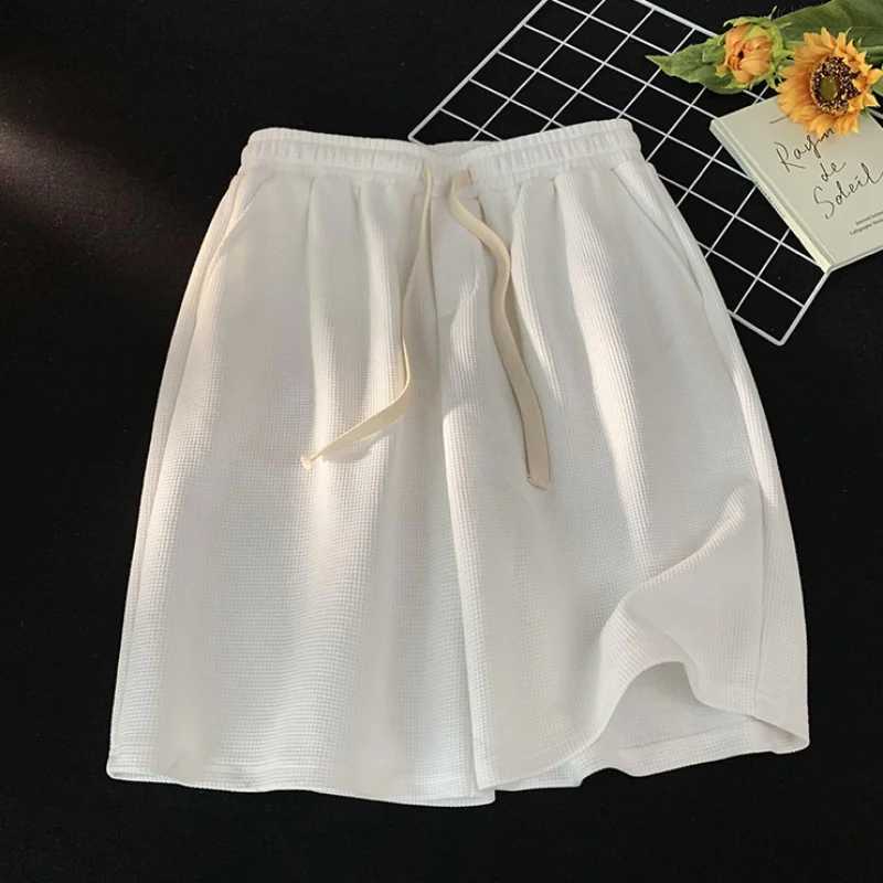 Simplicity Solid Color Loose Motion Pocket Mens Shorts High Quality Waist Drawstring Street Casual All-match Male ShortT250304
