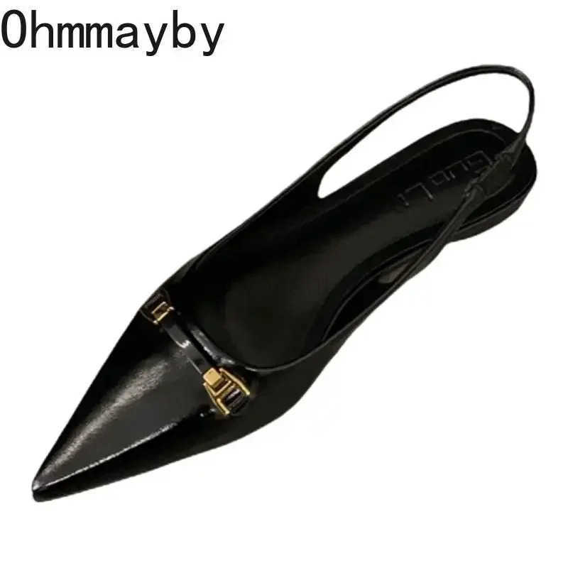 New Summer Pointed Toe Wen Sandals Fi Elegant Low Heel Singbacks Mes Shoes Ladies Casual Party Dress Sandalias Z250304