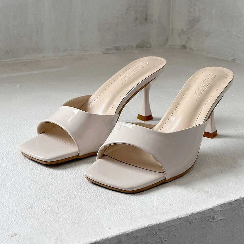 2023 New Summer Wen Sandals Square Toe Ladies Heel Mes Sexy High H Sandal Slippers Fem Fi Wan Shoes Z250304