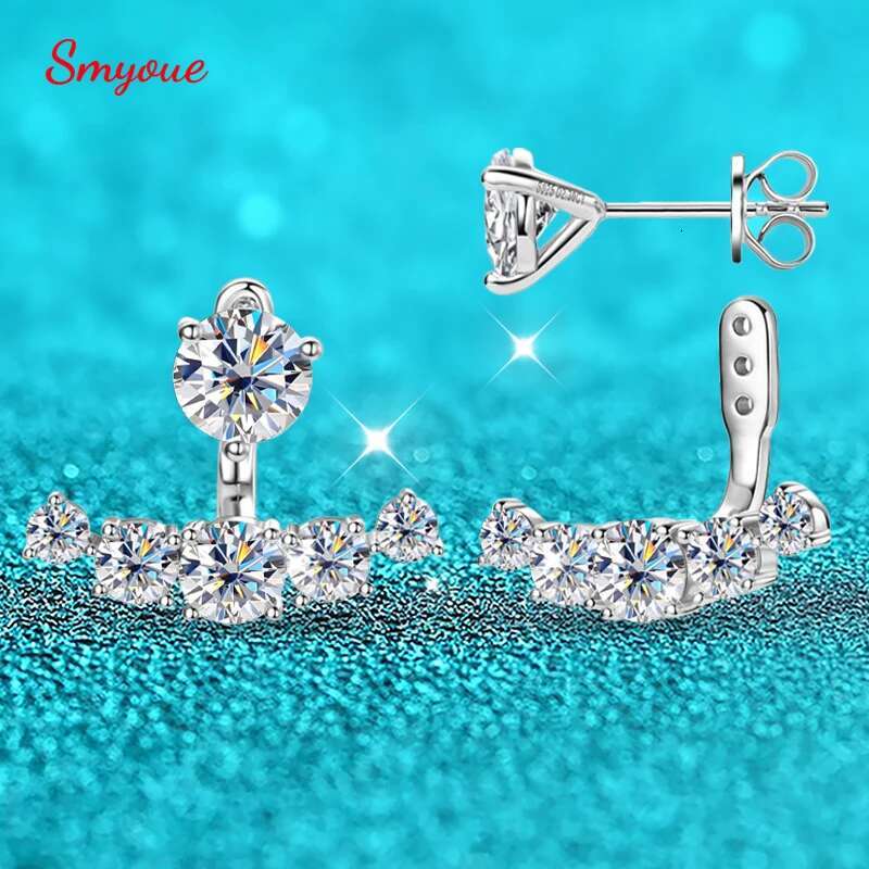 Smyoue 4.6CTTW Full Moissanite Stud Earrings for Women Sparkly Simulated Dia S Sterg Sier Ear Jewelry Christmas Gift