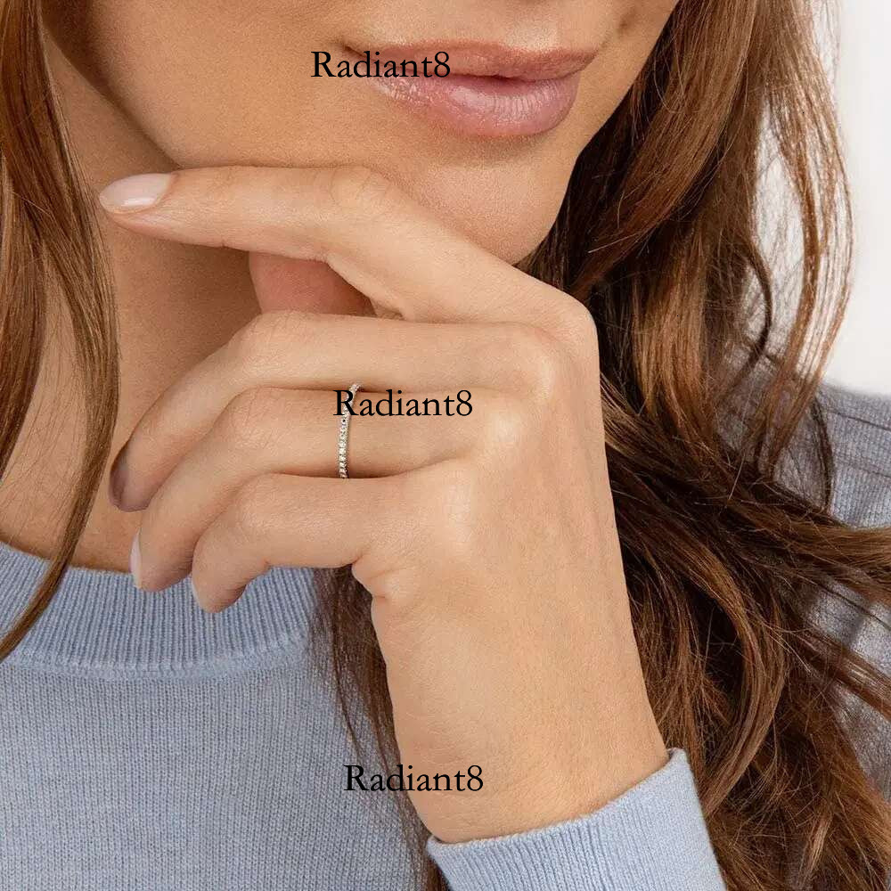 Trumium 2mm Real s Sterg Sier Wedding Band Cubic Zirconia Full Eternity Stackable Engagement Rings for Women Girls Gifts
