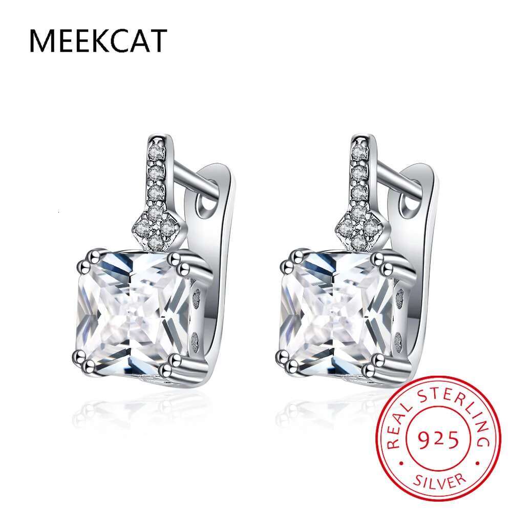 D Color VVS1 EX 1.0 CTTW Square Moissanite Ear Buckles for Women Wedding Engagement Sterg Sier Fine Jewelry