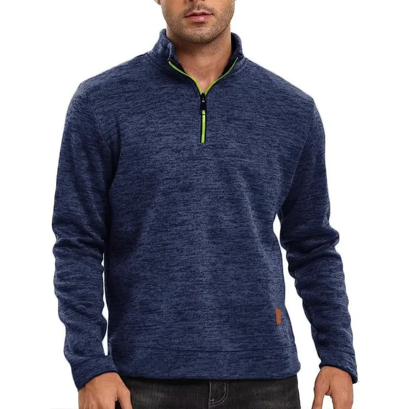 Mens Lightweight Breathbale Half Zipper Sweatshirts Stand Collar Solid Color Pullover for Men Casual Slim Fit Dailywear 250304