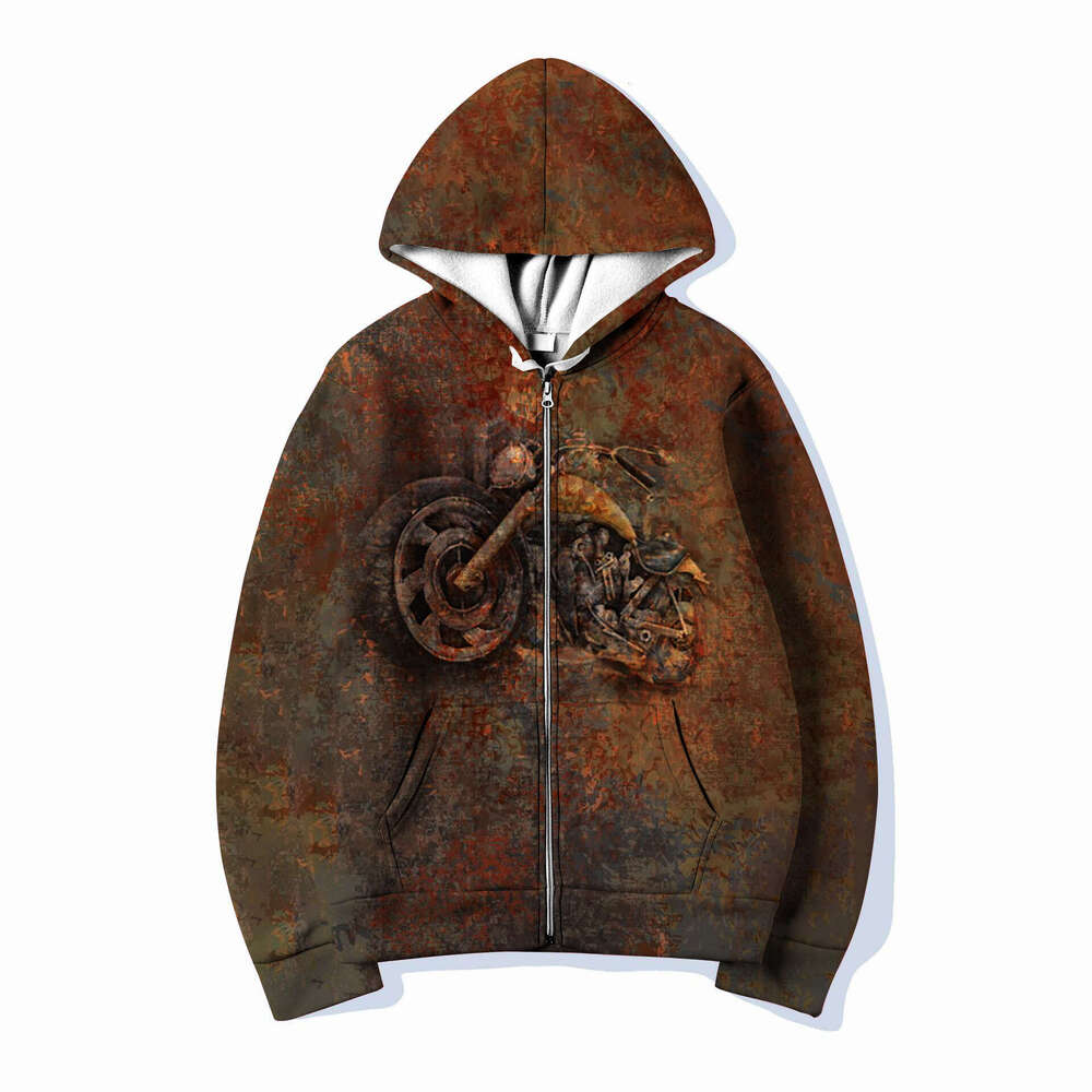 Spring and Autumn 3D Digital Printing Zipper Long Sleeve Hoodie for Men