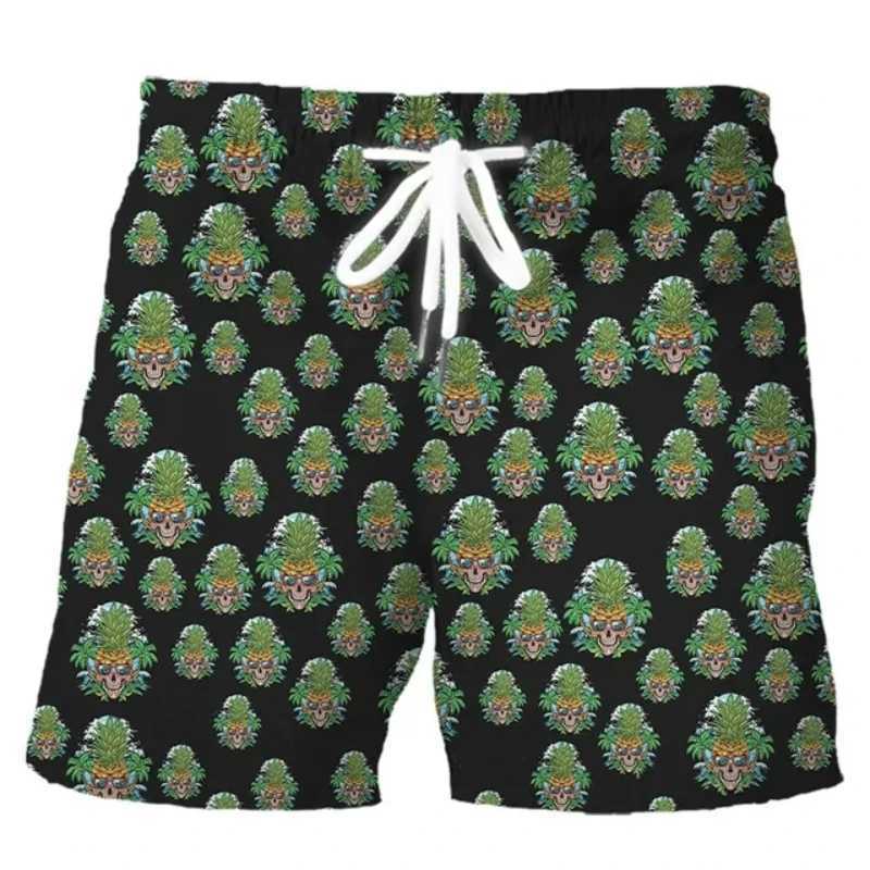 New Mens Skull 3D Print Beach Shorts Graphic Mens Casual Sports Shorts Summer Surfing Shorts Breathable Shorts Hip Hop PantsT250304