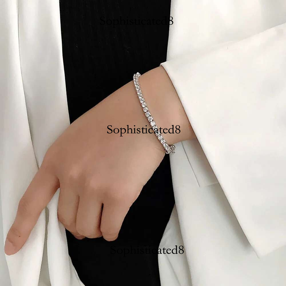 3.5mm Moissanite Tennis Bracelet for Women Man Sterg Sier Plated White Gold Hidden Lock Sparkg Wedding Party Jewelry