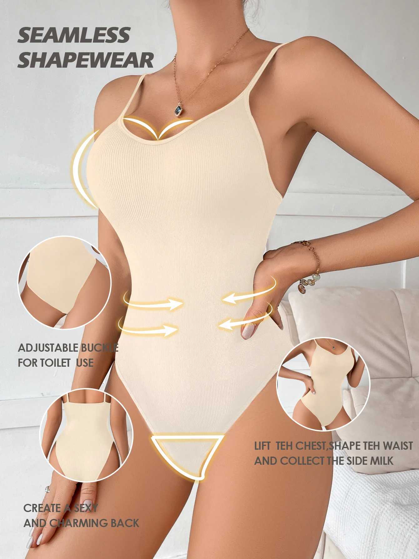 on Sale V Neck Spaghetti Strap Bodysuit Compression BodySuits Open Crotch Shapewear Slimming Body Shaper Smooth Out BodysuitXJ250304
