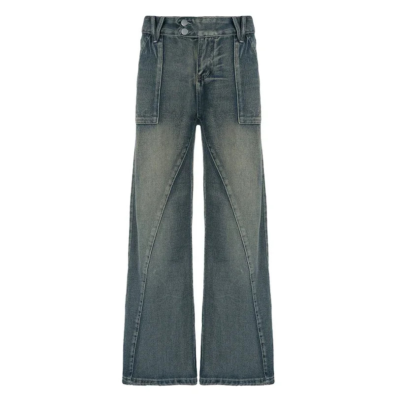 Baggy Distressed Jeans 90s y2kStreetwear Low Rise Vintage Loose Denim Pants Patchwork Mom Jeans Autumn Harajuku Clothing 250228
