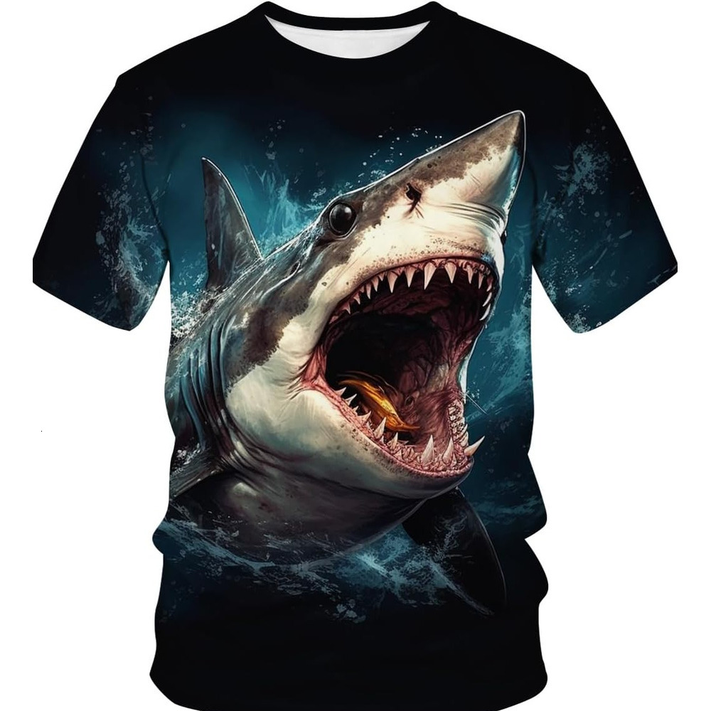 Mens T shirt Shark Graphic Funny Crew Neck Short Sleeve T-Shirt tee Casual tops summer clothes Cool fashion