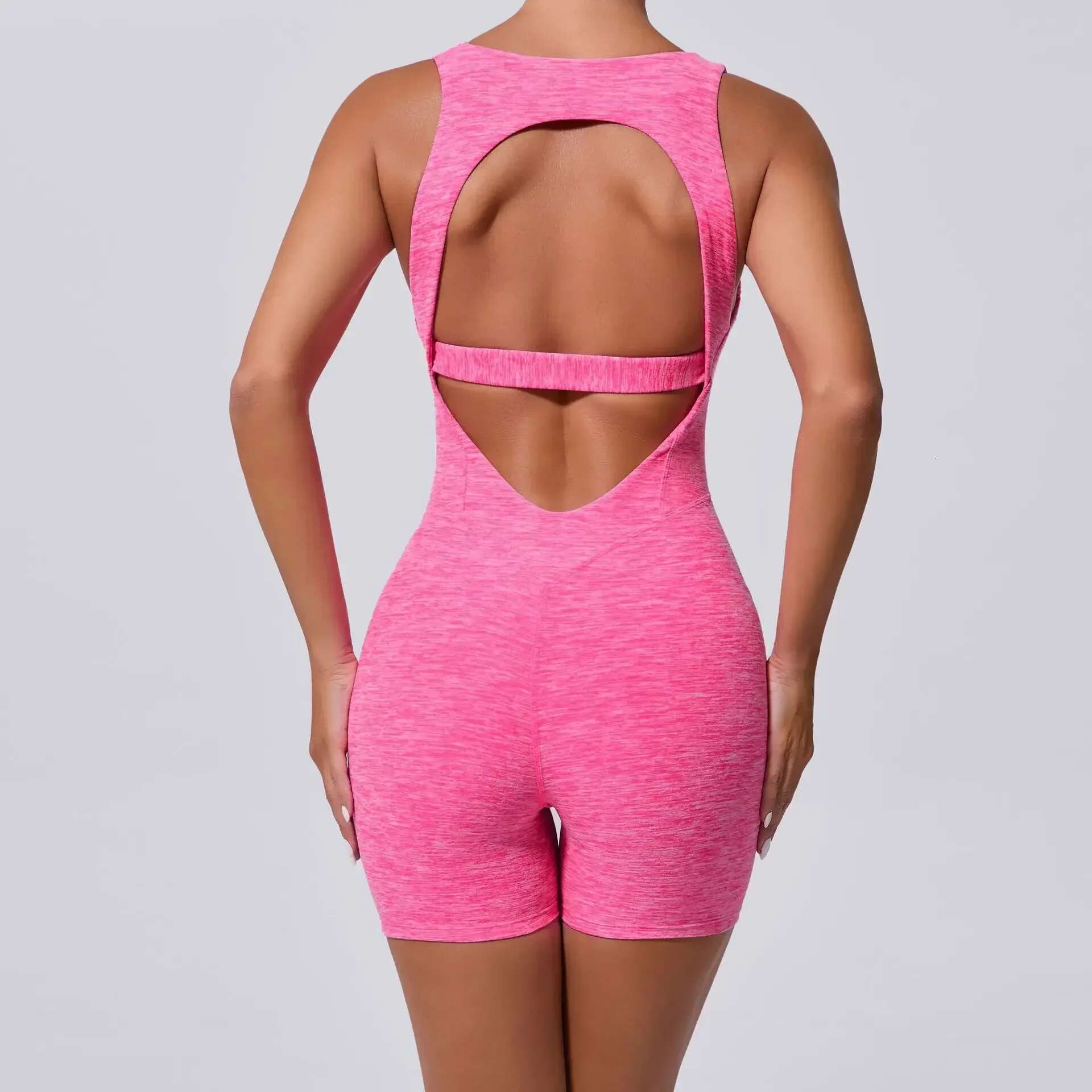 Sports Jumpsuit Woman Gym Fiess Overalls Padding Jumpsuits 2024 Pink Grey Green Clothing Combinaison Femme Mono Overol Mujer