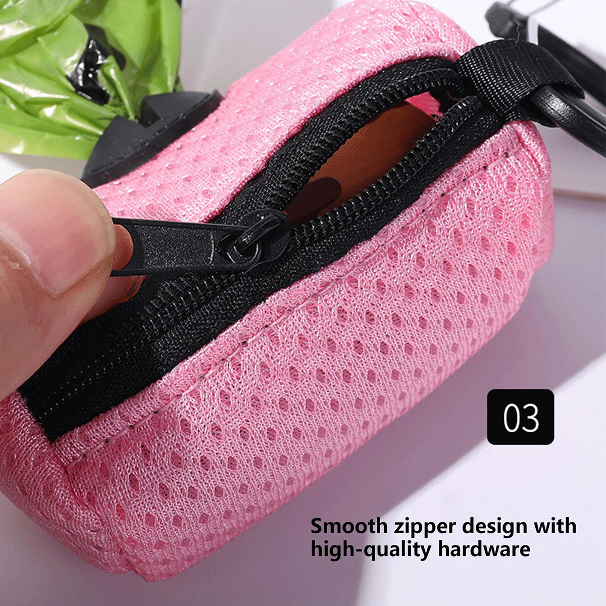 Dog Poop Bag Dispenser Fashion Dog Bag Holder With Mesh Fabric Attachment With Zipper Poop Bags Holder Poop Bag Holder