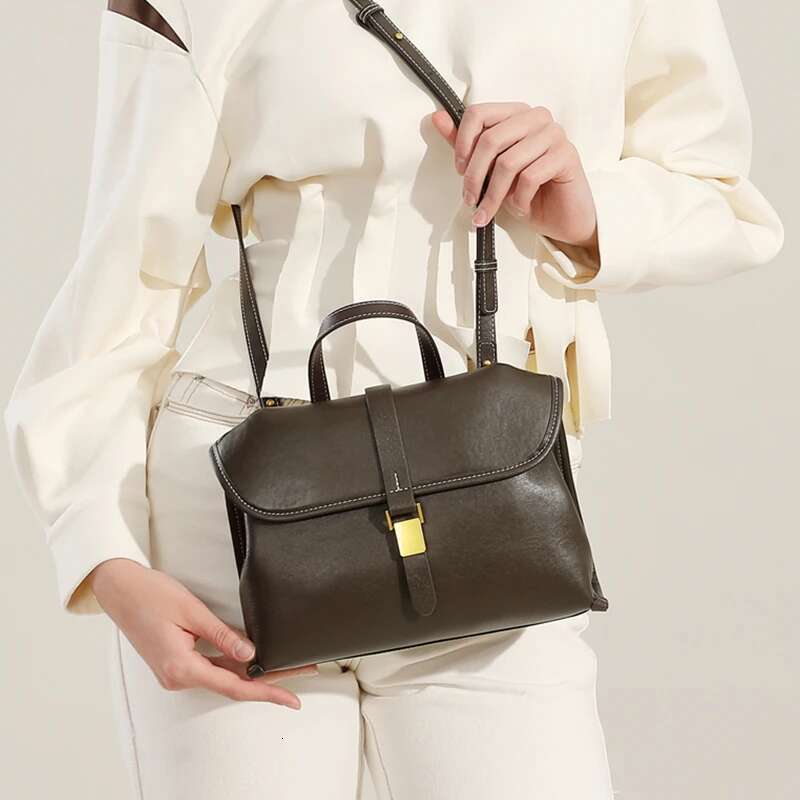 Burminsa Cowhide Genuine Leather Shoulder Bags For Women 2025 Designer Square Crossbody Purses Satchel Ladies Handbags