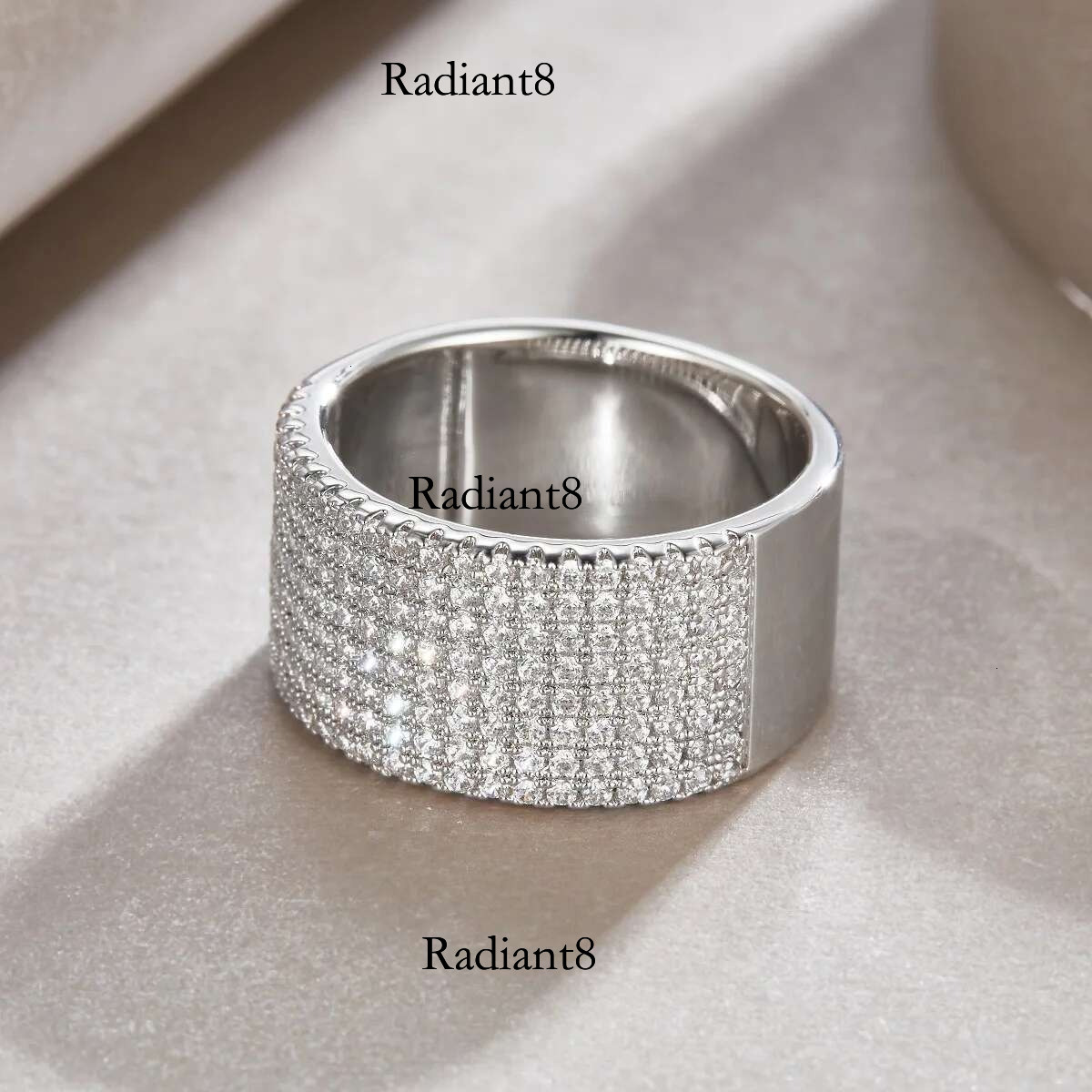 8 Rows Iced Moissanite Dia Half Eternity Ring Wedding Band Sterg Sier Fine Jewelry White Gold Engagement Rings Gift