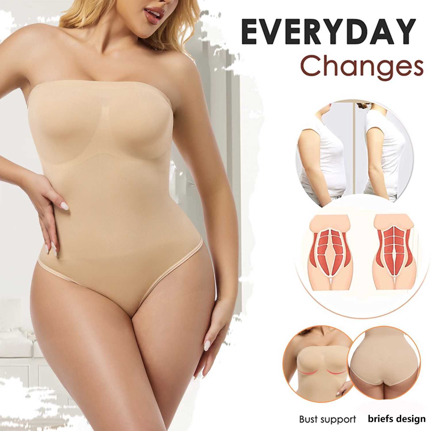 Womens Strapless Jumpsuit Shapewear New Sexy Briefs Bodysuit Butt Lifter Compression Waist Trainer Push Up Backless ShaperXJ250304