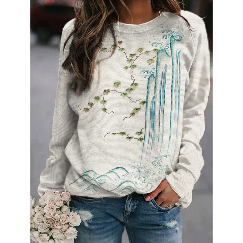 Women's T Shirts 3D digital printed women's autumn street trend round neck shirt top