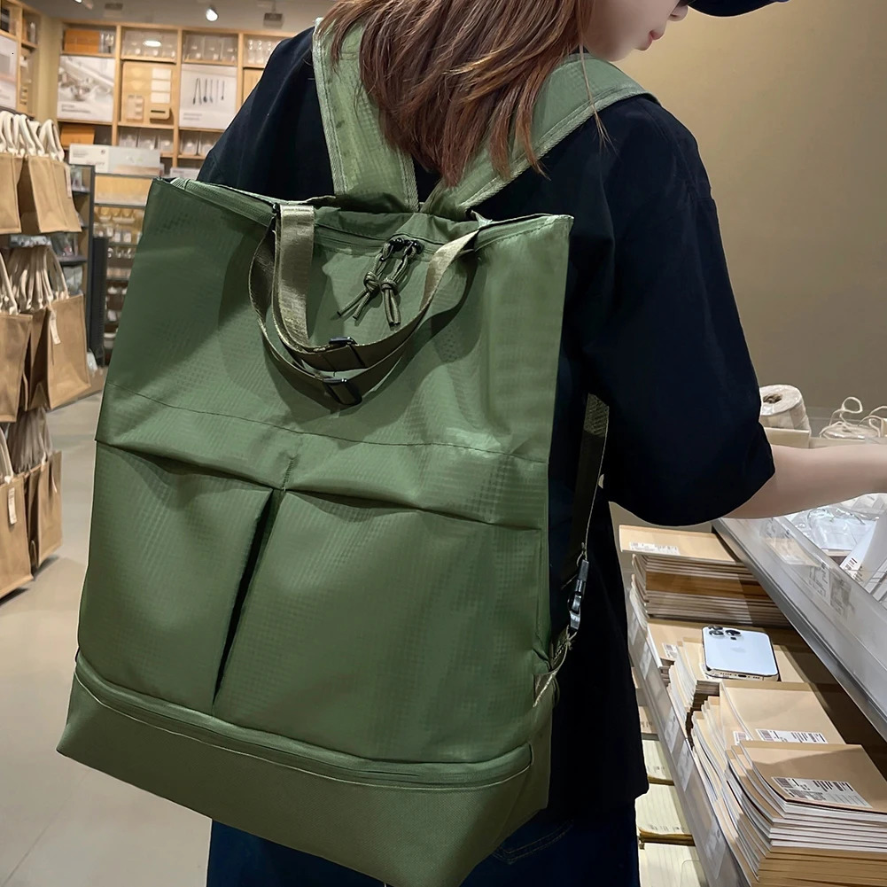 Ship from US Unisex Leisure Handbag Lightweight Women Men Carry On Backpack Large Capacity Solid Color Multifunctional Versatile Outdoor Bag 250304FBB