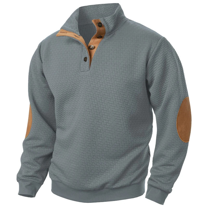 mens casual sportswear long sleeved stand up collar button down sweatshirt autumn outdoor streetwear 250304