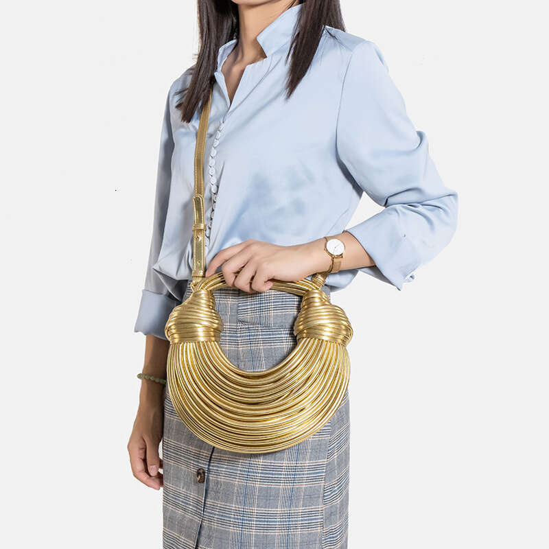 New Fashionable Hand Woven Handbag For Women, Niche Knotted Noodle Bag, Hand-Held Armpit Dumpling Bag
