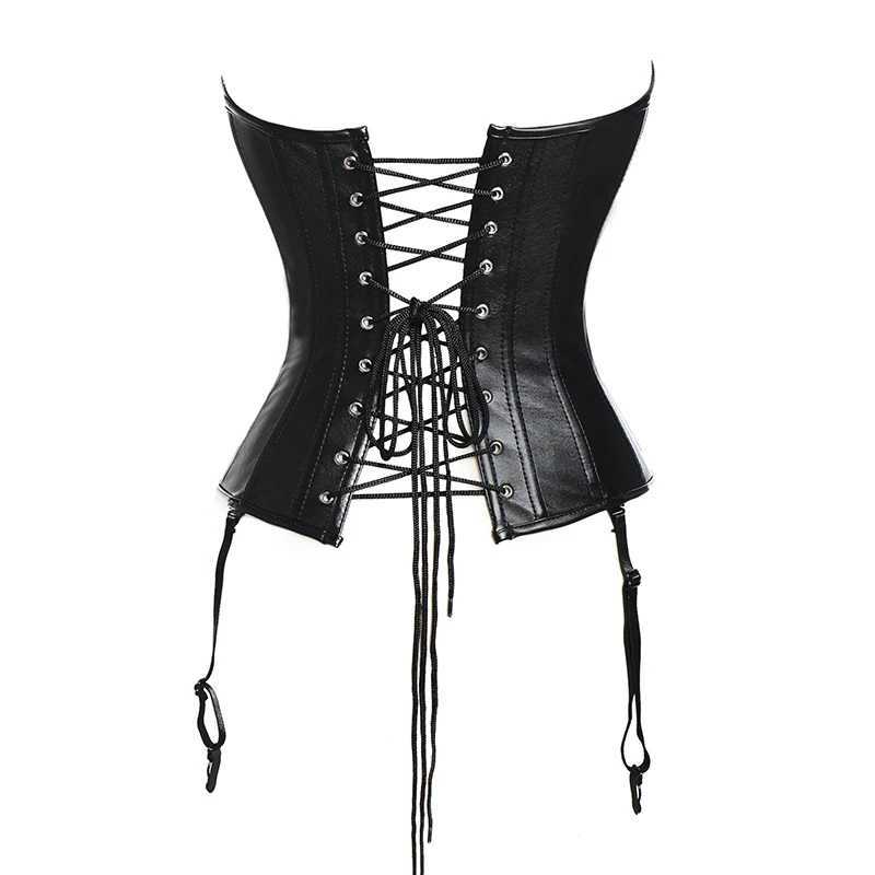 Sexy Plus Size Steampunk Gothic Corset Bustier Steel Boned Leather Waist Trainer Corset Bustier Waist Cincher Shaper CorseletXJ250304