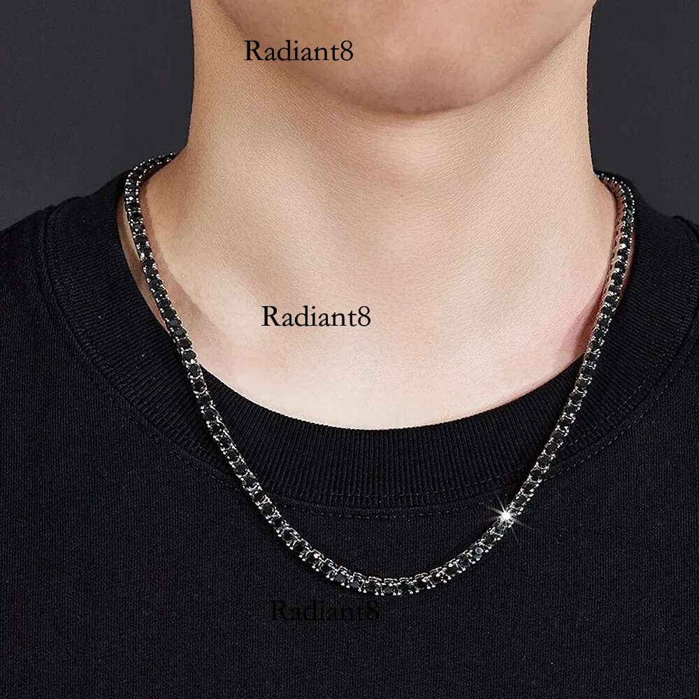 3/4/5/6.5mm Black Moissanite Tennis Necklaces with Certificates Sterg Sier Lab Dia Hiphop Neck Chain For Women Men