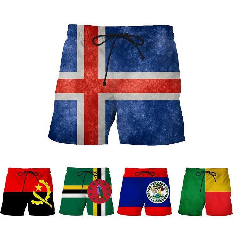 Summer Mens Swimsuit Spain Flag Print Surfing Board Beach Shorts New Fashion Oversized Trunks Sportwear Briefs Boy Short PantsT250304