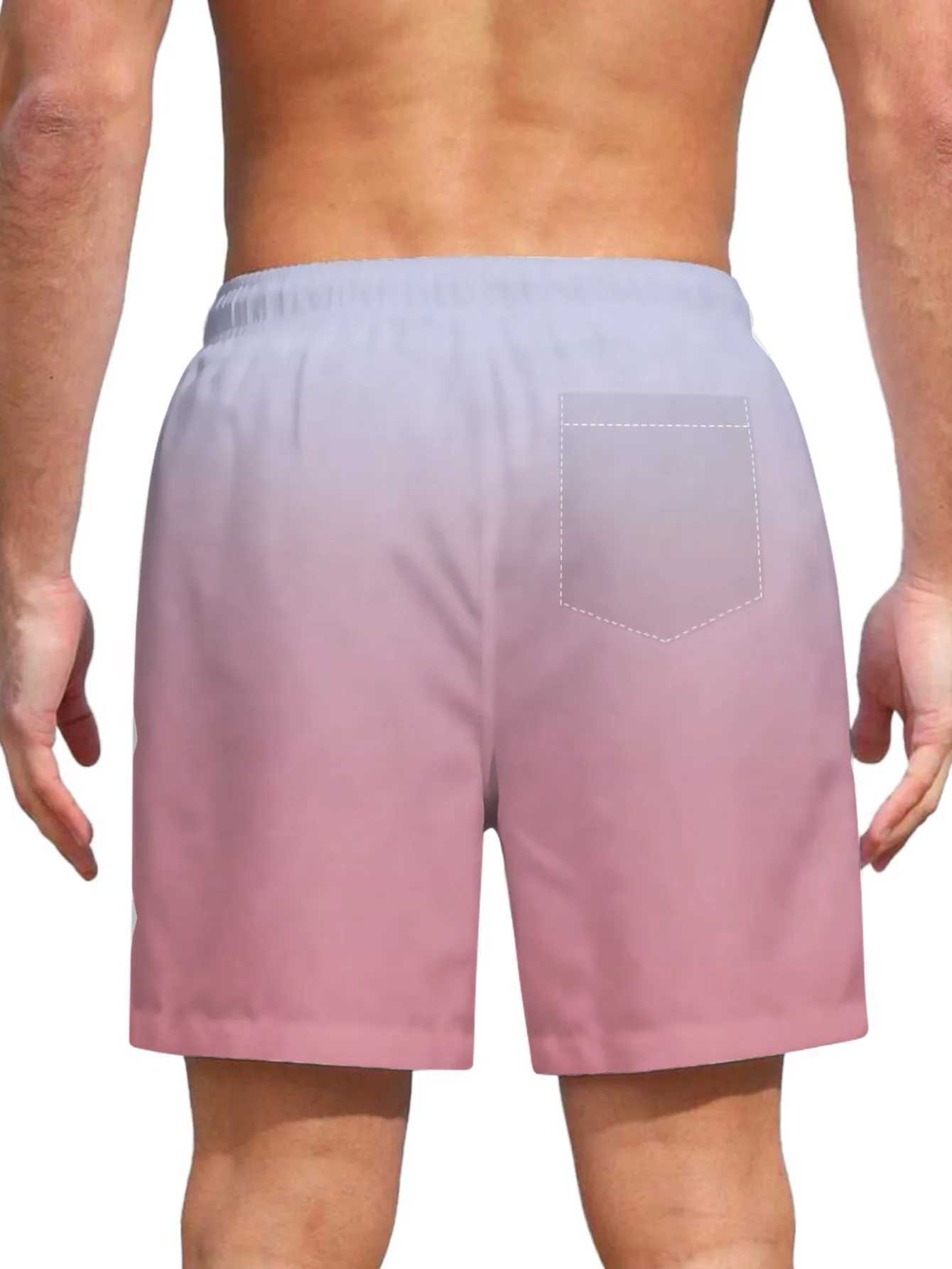 3D-Printing Mens Swim Trunks Quick Dry Mens SwimwearPink Swimsuit For Mens with Pockets Suit For Swim BoardT250304