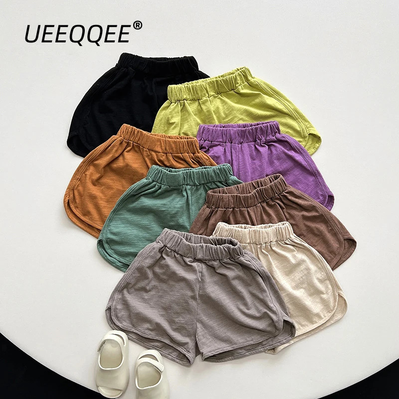 Spring and summer childrens shorts 1-8Y boys and girls pure cotton casual shorts Trouser Korean childrens clothing 250304