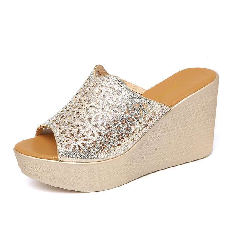 wedge quality summer sandals for women 8cm high heel new 2025 size 32 33 43 platform open toe elegant shoe sier