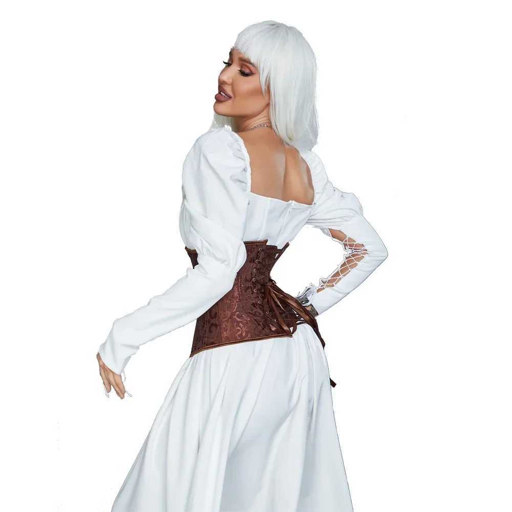 Jacquard Underbust Corset Tops Women Gothic Vintage Bustier Plastic Bones Basques Body Shaper Waist Cincher CorsetXJ250304