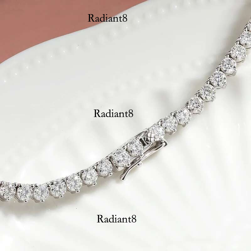 Smyoue 3 Claws Gradient Moissanite Tennis Necklace for Women Sparkg Full Dia Jewelry Sterg Sier Chain